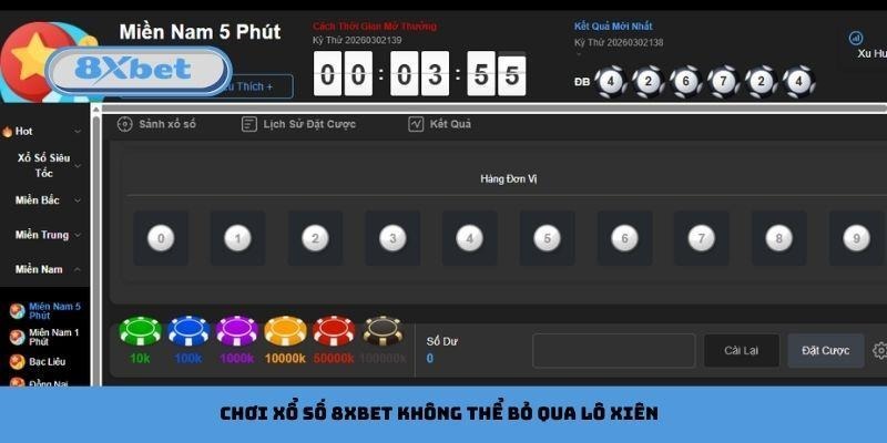 Chơi xổ số 8xbet không thể bỏ qua lô xiên