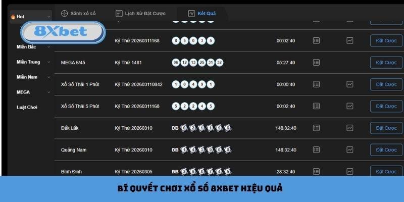 Bí quyết chơi xổ số 8xbet hiệu quả